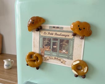 Kawaii Bakery Fridge Magnets | Set of 4 Maximalist Decor,Cubicle Decor | Strong Neodymium Office Locker Decor | Unique Gift for Baker Foodie