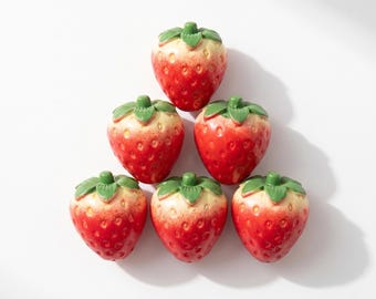 Realistic Strawberry Magnets, Cute Fridge Magnet Set, Kawaii Locker Accessories, Cottagecore Kitchen Decor, Fruit Pegboard Desk Organizer