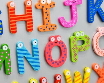 Wooden Magnetic Letters Numbers | Kids ABC Cartoon Fridge Magnets | Toddler Educational Toy | Preschool Spelling Learning Puzzle Game