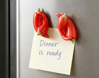 Handmade Chili Pepper Magnet,, Kitchen Decor Gift, Funny Food Magnet,Cute Vegetable Refrigerator Accessoryr,Unique Chef Gift Ideas