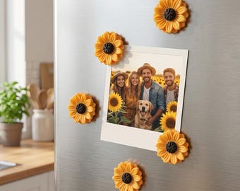 Sunflower Magnets Set of 5 | Cute Floral Fridge Decor, Teacher Appreciation Gift, Yellow Locker Accessories, Summer Kitchen Board Decoration