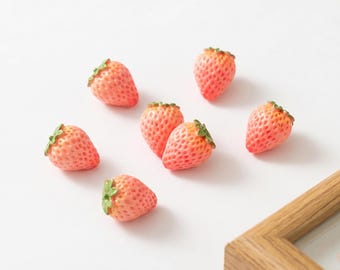 Strawberry Refrigerator Magnets | Cute Cottagecore Kitchen Decor, 3D Resin Miniature Food Gift Set for Office Whiteboard & Fridge