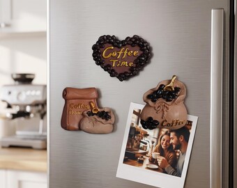 Realistic Coffee Fridge Magnets | Espresso Bar Decor, Cute Barista Gift, Mini Food Lover Favors, Unique Kitchen Decor Set, Set of 3