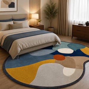 Modern abstrakt stenformad matta Färgglad modern designermatta för sovrum/vardagsrum