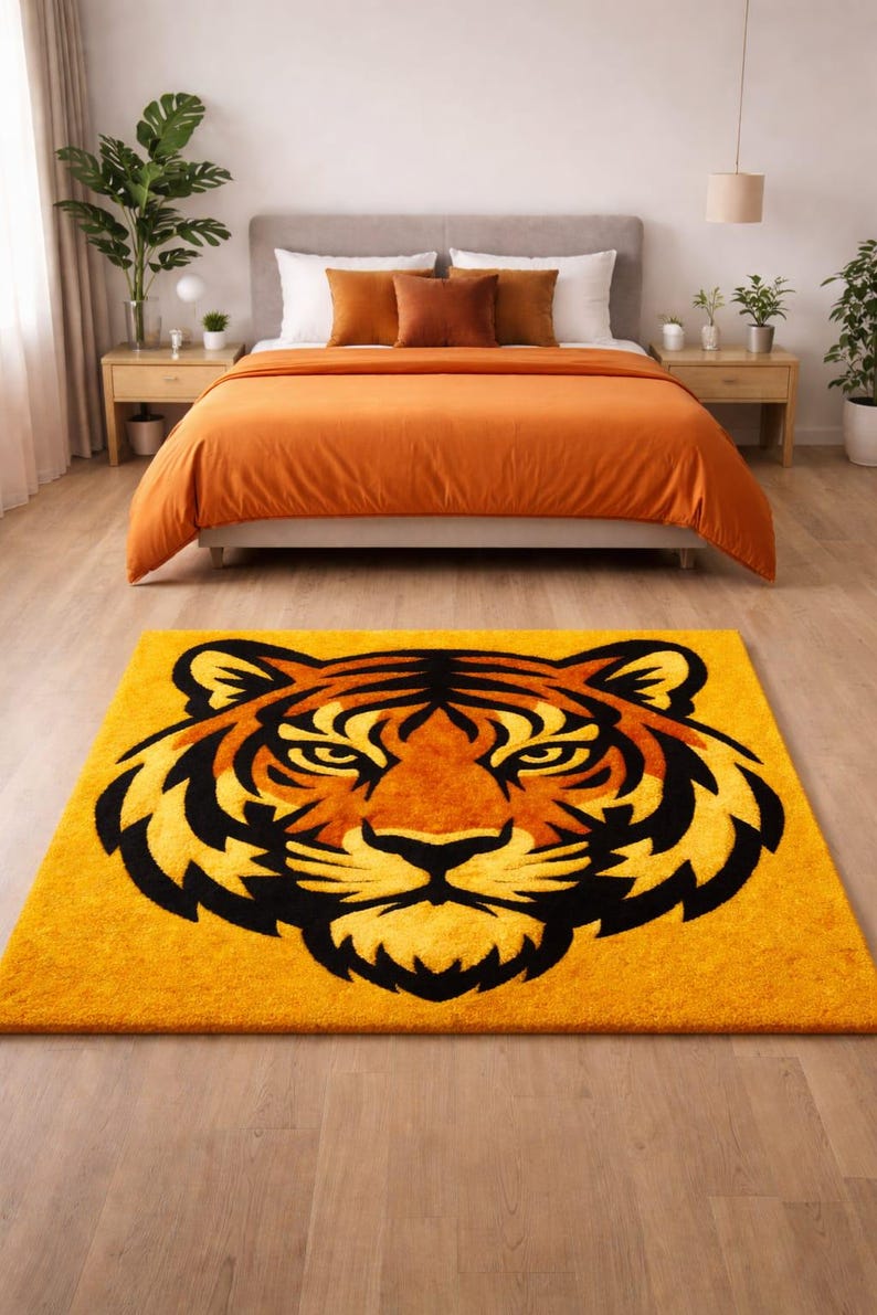Handmade Tiger Face Rug – Ultra Smooth Cut Pile Designer Carpet - Etsy