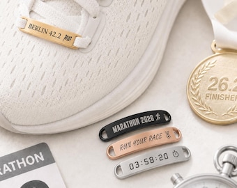 Targhetta personalizzata per scarpe da maratona, ciondolo in metallo per lacci, regalo per corridori, regalo per il giorno della gara, ciondolo per la corsa
