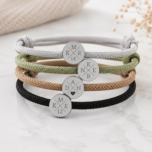 Pulsera con iniciales personalizadas grabadas, pulsera familiar para mamá y papá, regalo para la pareja, pulsera con nombres