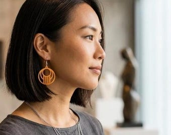 Geometric Circular Earrings 3D Printed