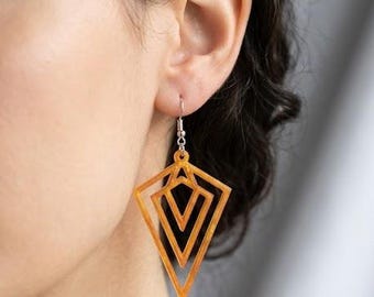 Geometric V-Shaped Earrings | Modern Graphic PLA Drop Earrings | 3D Printed Jewelry