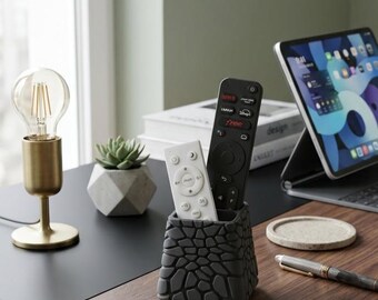 Porta telecomandi di design Voronoi – Organizzatore originale per scrivania e soggiorno stampato in 3D – Elegante e moderno contenitore per telecomandi