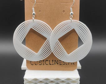 Orecchini a forma di diamante stampati in 3D con motivo a rete | Gioielli grafici in PLA ultraleggero | Design contemporaneo con intreccio di linee cubiche