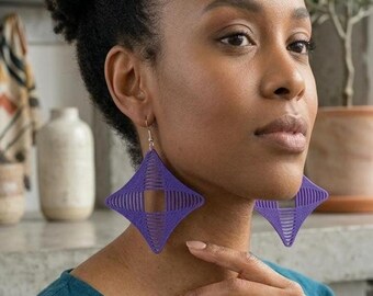 Boucles d'oreilles Étoiles Géométriques "Stellar" en Impression 3D | Bijoux Graphiques ultra-légers en PLA | Design Cubic Lines