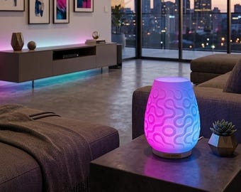 3D Printed RGBW LED Table Lamp, Organic Design, Modern Ambient Lighting for Living Room and Bedroom
