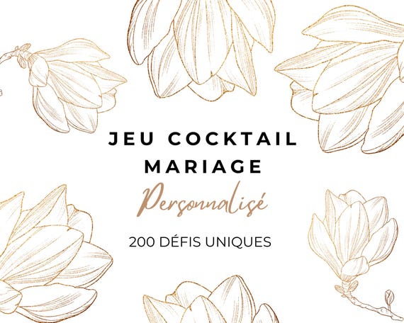 Jeu Défis mariage personnalisé à imprimer | 200 Défis Invités | Animation cocktail de mariage ou vin d’Honneur