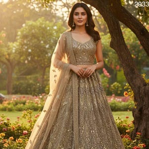 slim fit dress slacks Saanvi – Blush Starlight Sequin Saree – VAMA DESIGNS Indian Bridal Couture main image 1