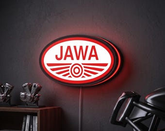 Jawa Motorcycle LED Lightbox, Vintage 3D Wall Art, Dimmable Lamp Sign