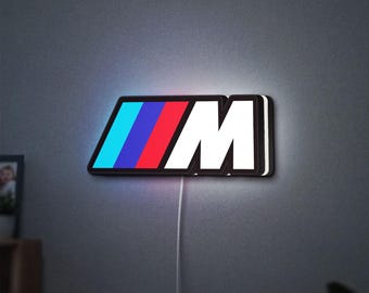 BMW M LED Lightbox, Dimmable 3D Car Wall Decor, Man Cave Garage Art Sign