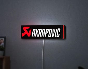 Akrapovic LED Lightbox, Racing Garage Wall Art, Dimmable Lamp Sign