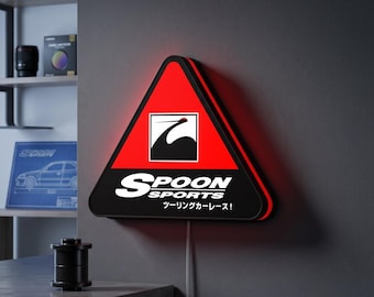 Spoon Sports 3D LED Lightbox, Dimmable JDM Garage Wall Art, Japanese Racing Decor
