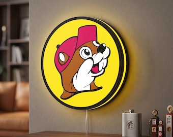Buc-ee's Beaver Mascot 3D LED Lightbox, Texas Travel Center Decor, Man Cave Sign