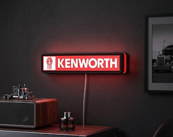 Kenworth LED 3D Lightbox Sign, Dimmable Semi Truck Wall Decor, Garage Lighting Sign