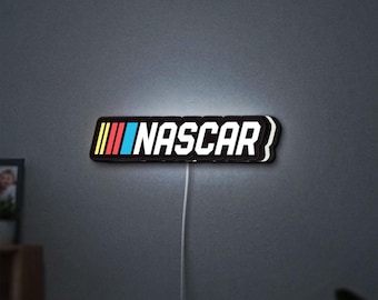 NASCAR LED Lightbox, 3D Racing Wall Art, Garage Decor, Man Cave Gift, Dimmable Sign