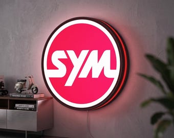 SYM Sanyang Scooters Motorcycle LED Lightbox, Dimmable 3D Garage Sign, Workshop Decor