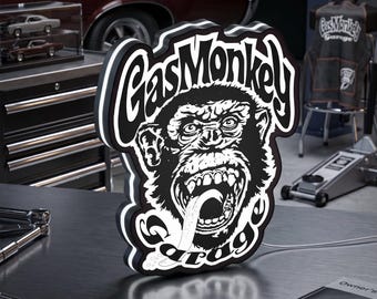 Gas Monkey Garage LED Lightbox, Dimmable Sign, 3D Wall Art, Fast N Loud Decor