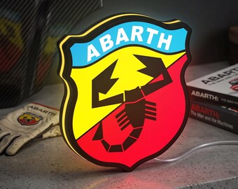 Abarth Scorpion LED Lightbox, Dimmable 3D Wall Art, Garage Workshop Decor