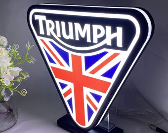 Triumph LED Lightbox, Dimmable 3D British Motorcycle Sign, Garage Man Cave Decor