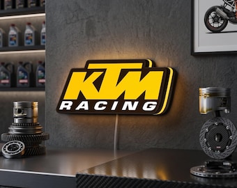 KTM Racing LED Lightbox, Dimmable 3D Garage Wall Decor Sign