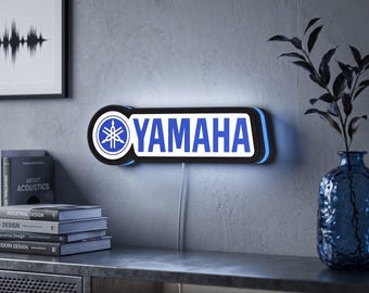 Yamaha LED Lightbox, Dimmable Garage Wall Art, Man Cave Decor Sign