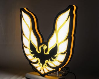 Pontiac Firebird 1977 LED Lightbox, Dimmable 3D Sign, Vintage Muscle Car Garage Decor