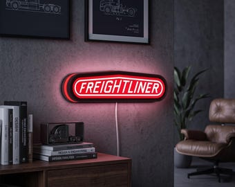 Freightliner Trucks 3D LED Lightbox, Dimmable Garage Decor, Man Cave Wall Art
