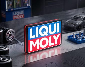 Liqui Moly Dimmable LED Lightbox, Mechanic Garage Wall Art, Automotive Sign