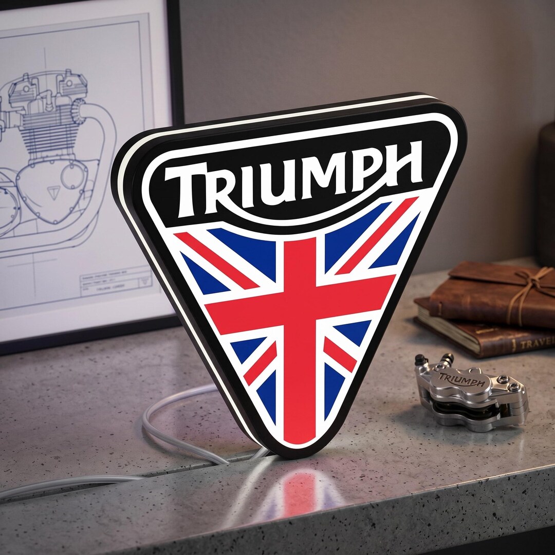 Triumph Led Sign Triumph LED Lightbox, Dimmable 3D British Motorcycle Sign, Garage Man ...