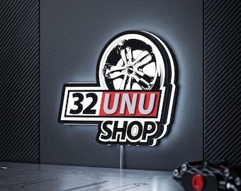 32UNU SHOP LED Lightbox, Dimmable 3D Car Sign, Garage Wall Decor, Automotive Art