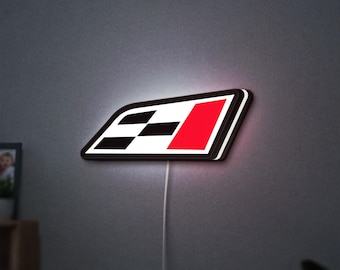 Cupra Racing Flag LED Lightbox, Dimmable 3D Garage Sign, Car Enthusiast Decor
