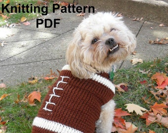 Football dog sweater knitting pattern - PDF, small dog sweater