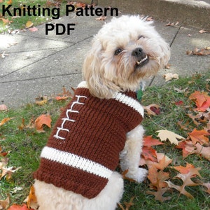 Football dog sweater knitting pattern - PDF, small dog sweater