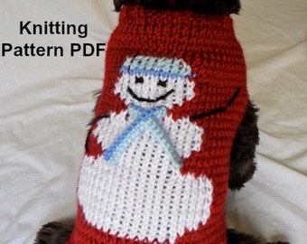 Snowman dog sweater knitting pattern - PDF for small dogs, Christmas, holidays 2020