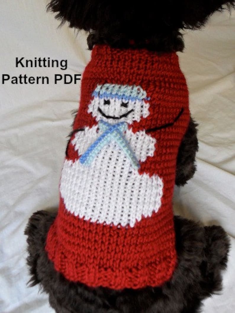 Snowman dog sweater knitting pattern PDF for small dogs Etsy