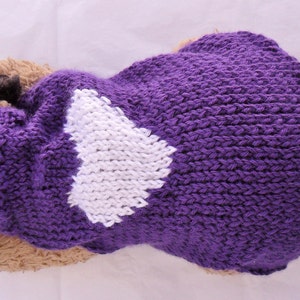 Heart dog sweater knitting pattern PDF, small dog sweater image 2