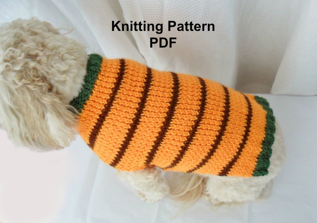 Dog Sweater Knitting Pattern PDF Orange Striped Small Dog Sweater Etsy