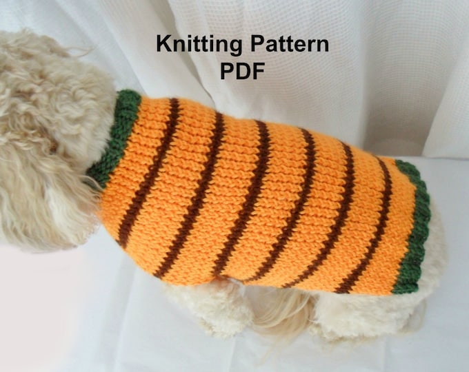 Dog Sweater Knitting Pattern With Paw Print - PDF, Small Dog Sweater ...