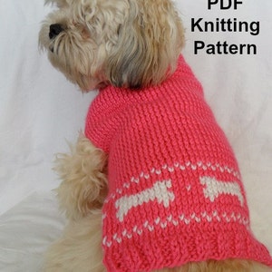 Cute dog sweater knitting pattern - PDF, small dog sweater, dog bones instant download