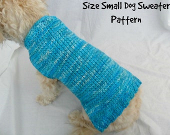 Simple dog sweater knitting pattern - PDF, small dog sweater