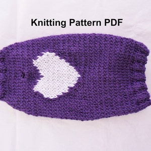 Heart dog sweater knitting pattern PDF, small dog sweater image 1