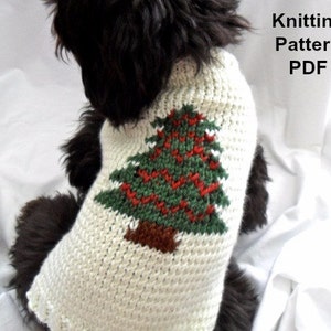 Christmas dog sweater knitting pattern - PDF for small dogs, Christmas tree, holidays 2017