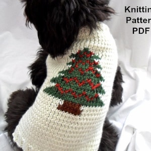 Christmas dog sweater knitting pattern - PDF for small dogs, Christmas tree, holidays 2017